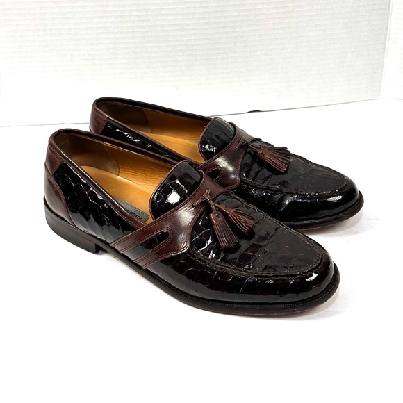 Johnston & Murphy Mixon Leather Croc Loafers‎ Sz 9.5 - Picture 1 of 6